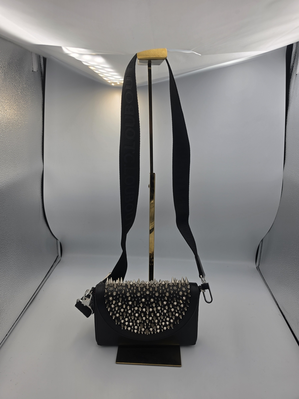 Christian Louboutin Black Leather Funky Spike Small Crossbody (NWOT)COA🖤🩶🖤